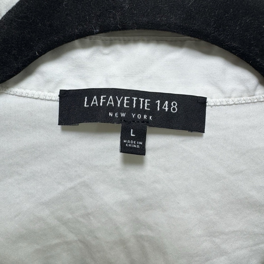 Lafayette 148 Preppy Business Button Up Shirt Women's L Off White Long Sleeve - Picture 3 of 12